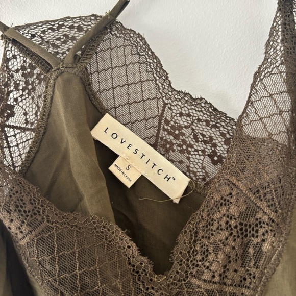 Lovestitch Eternal Olive Green Lace Trim Camisole Layering ADjustable Straps S - Picture 4 of 7